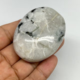 98.6g,2.3"x1.8"x1", Rainbow Moonstone Palm-Stone Polished from India, B21246