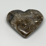 233g,3.4"x3.7"x0.9" Natural Chocolate Gray Onyx Heart Polished @Morocco,B18811
