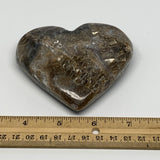 233g,3.4"x3.7"x0.9" Natural Chocolate Gray Onyx Heart Polished @Morocco,B18811