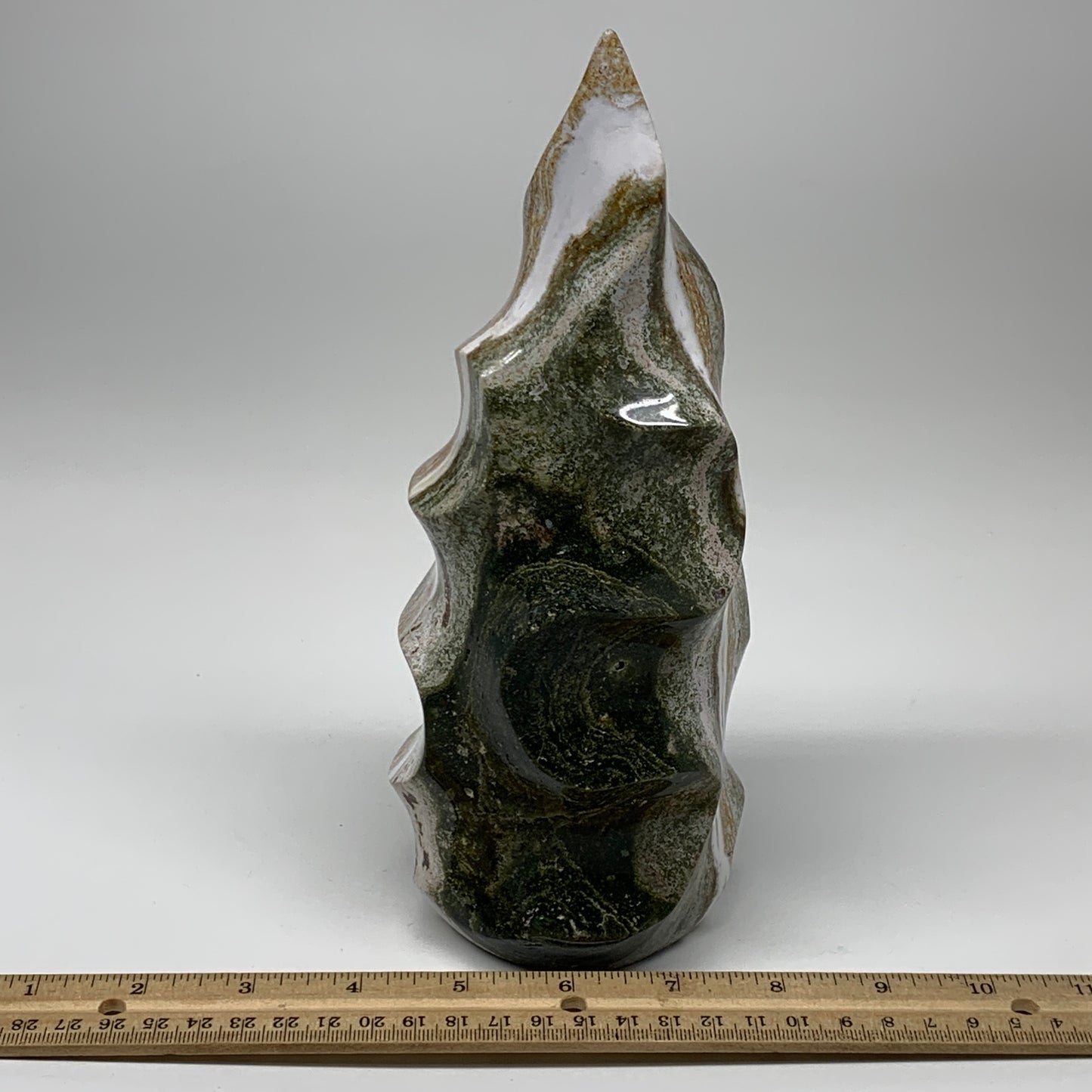 1750g, 9"x3.5"x3.3", Natural Ocean Jasper Flame Gemstones Reiki Tool, B6230