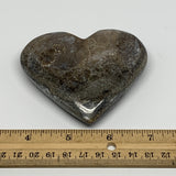 169.3g,3"x3.4"x0.8" Natural Chocolate Gray Onyx Heart Polished @Morocco,B18812