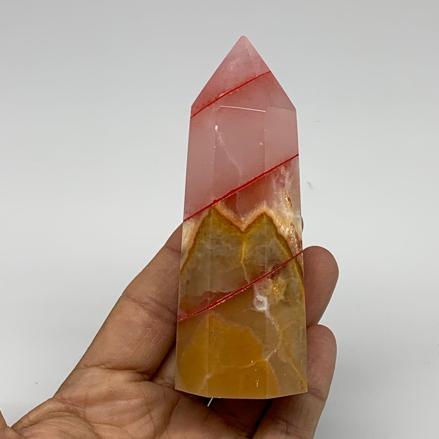 237.1g, 4"x1.5"x1.6" Dyed/Heated Calcite Point Tower Obelisk Crystal, B24967