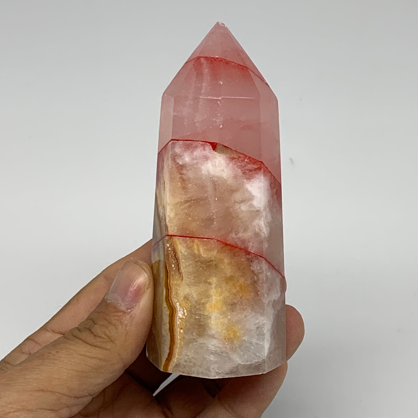 237.1g, 4"x1.5"x1.6" Dyed/Heated Calcite Point Tower Obelisk Crystal, B24967