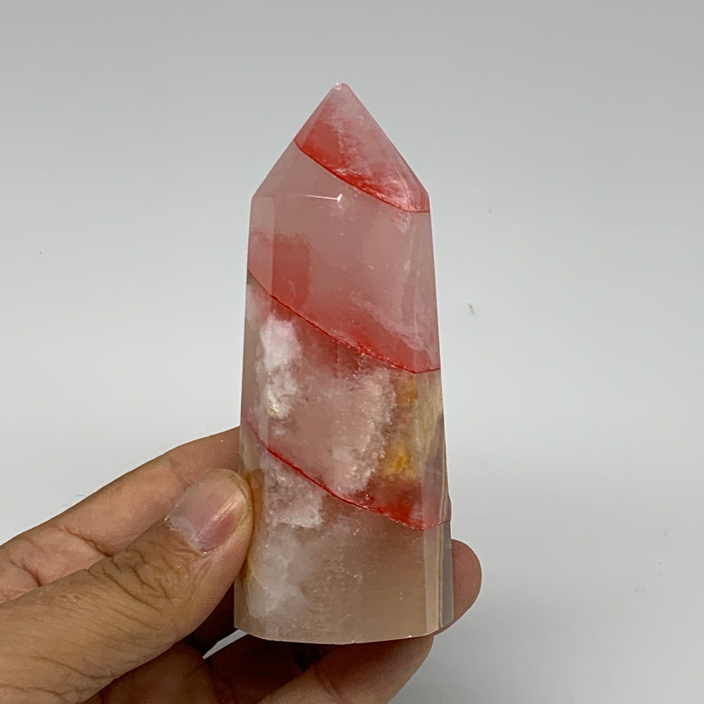 237.1g, 4"x1.5"x1.6" Dyed/Heated Calcite Point Tower Obelisk Crystal, B24967