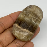 59.8g, 2.2"x1.3"x0.7", Honey Calcite Palm-Stone Reiki @Afghanistan, B14899