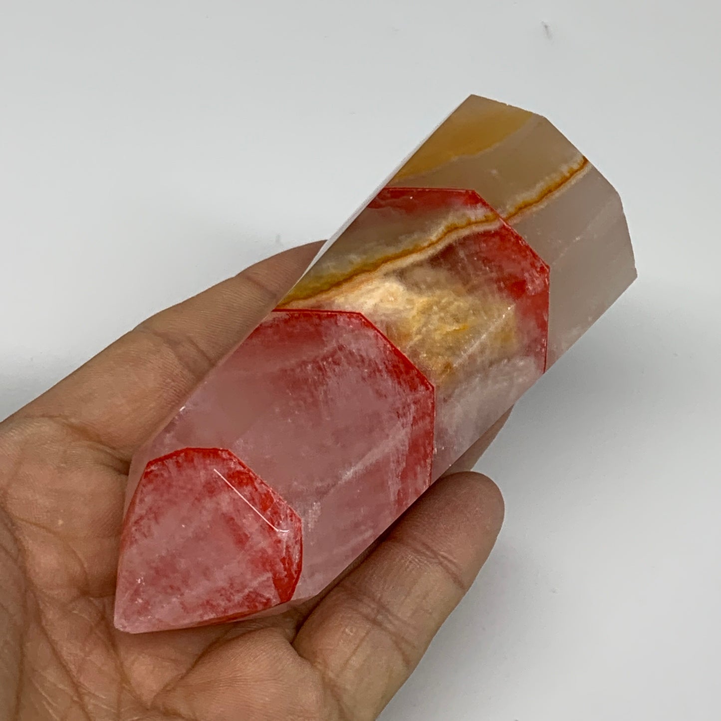 237.1g, 4"x1.5"x1.6" Dyed/Heated Calcite Point Tower Obelisk Crystal, B24967