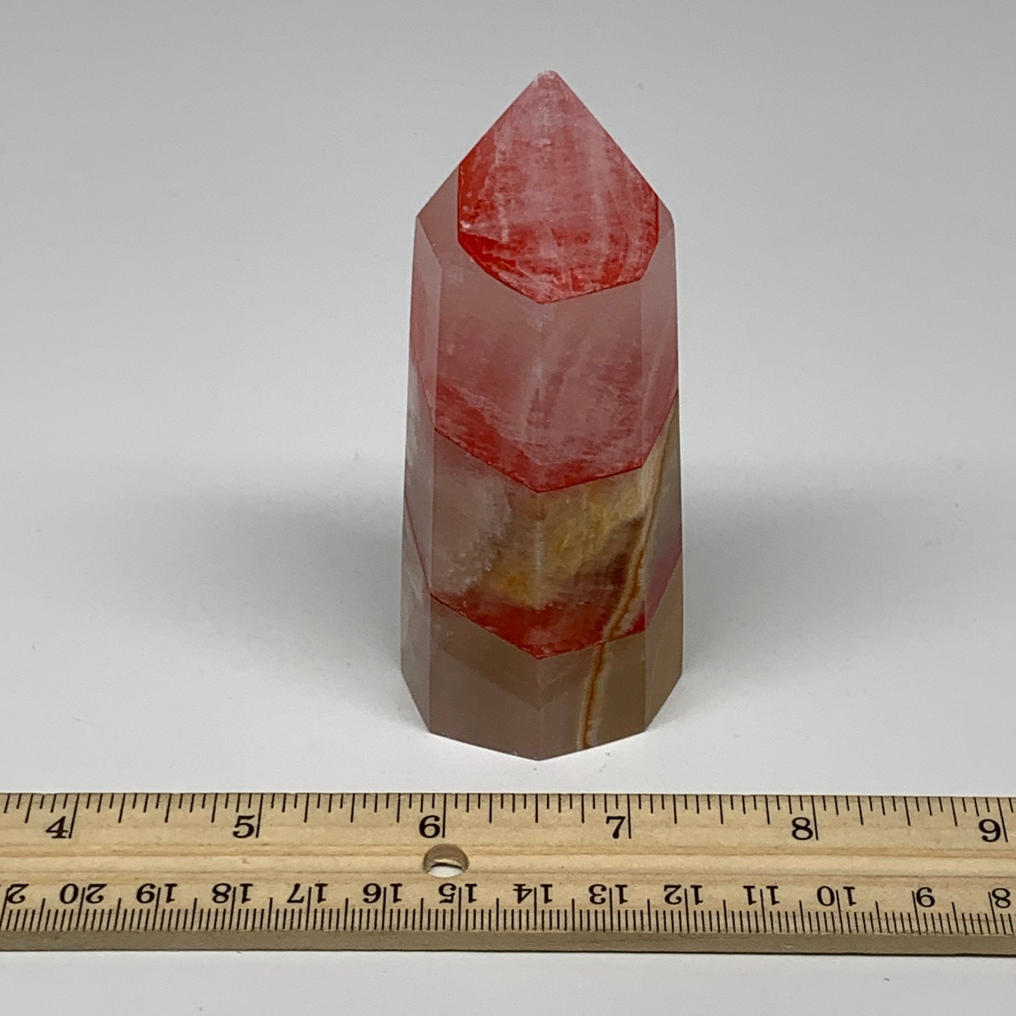 237.1g, 4"x1.5"x1.6" Dyed/Heated Calcite Point Tower Obelisk Crystal, B24967