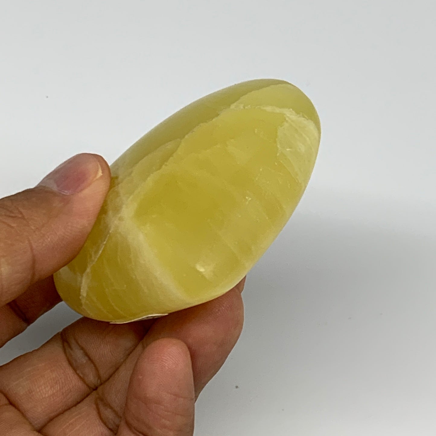 145.4g, 2.3"x2.6"x1" Lemon Calcite Heart Crystal Gemstones @Afghanistan, B26851