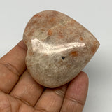 81g, 2.1"x2.2"x0.8" Natural Sunstone Heart Small Polished Healing Crystal,B22081