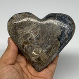 277.6g,3.7"x4.1"x0.9" Natural Chocolate Gray Onyx Heart Polished @Morocco,B18814