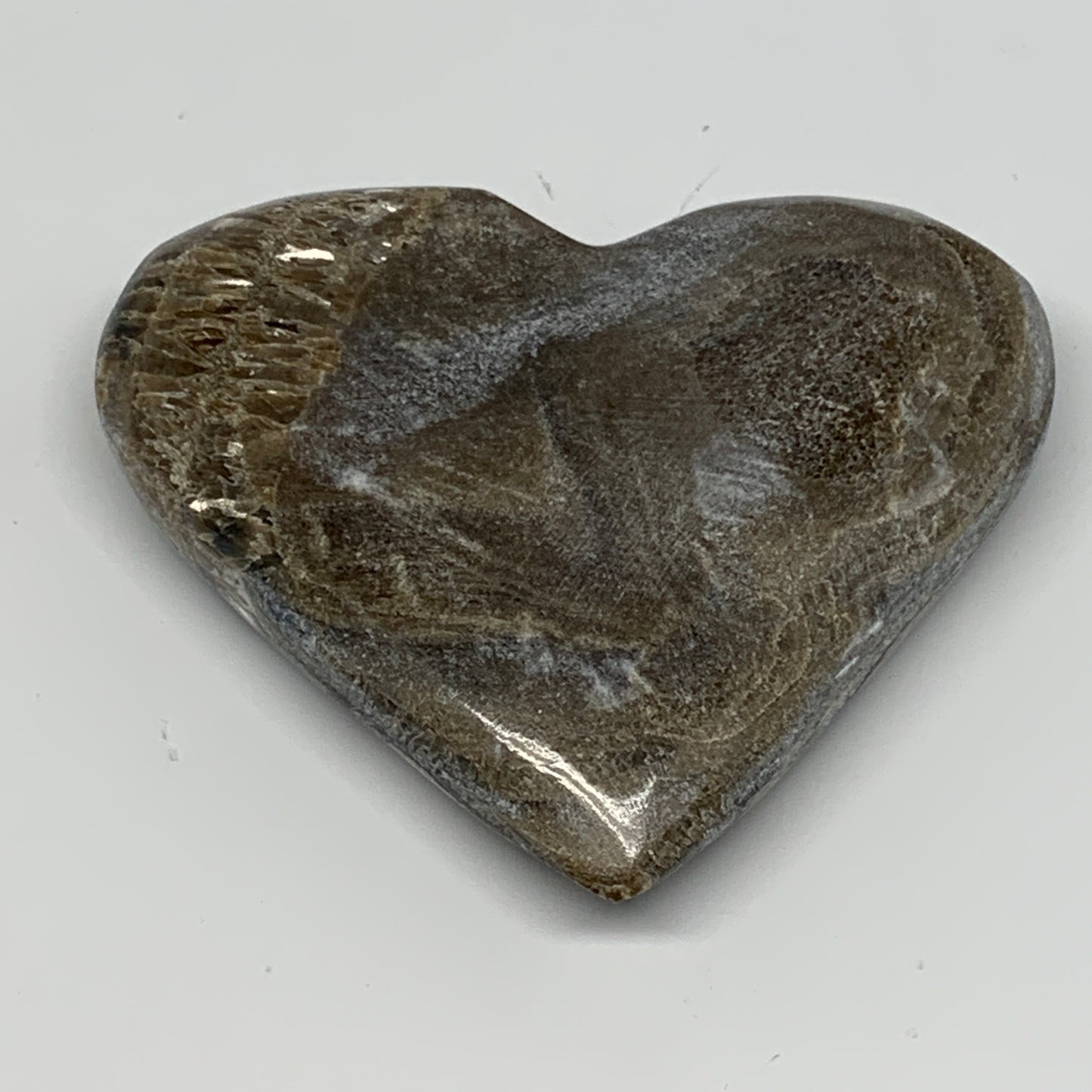 277.6g,3.7"x4.1"x0.9" Natural Chocolate Gray Onyx Heart Polished @Morocco,B18814