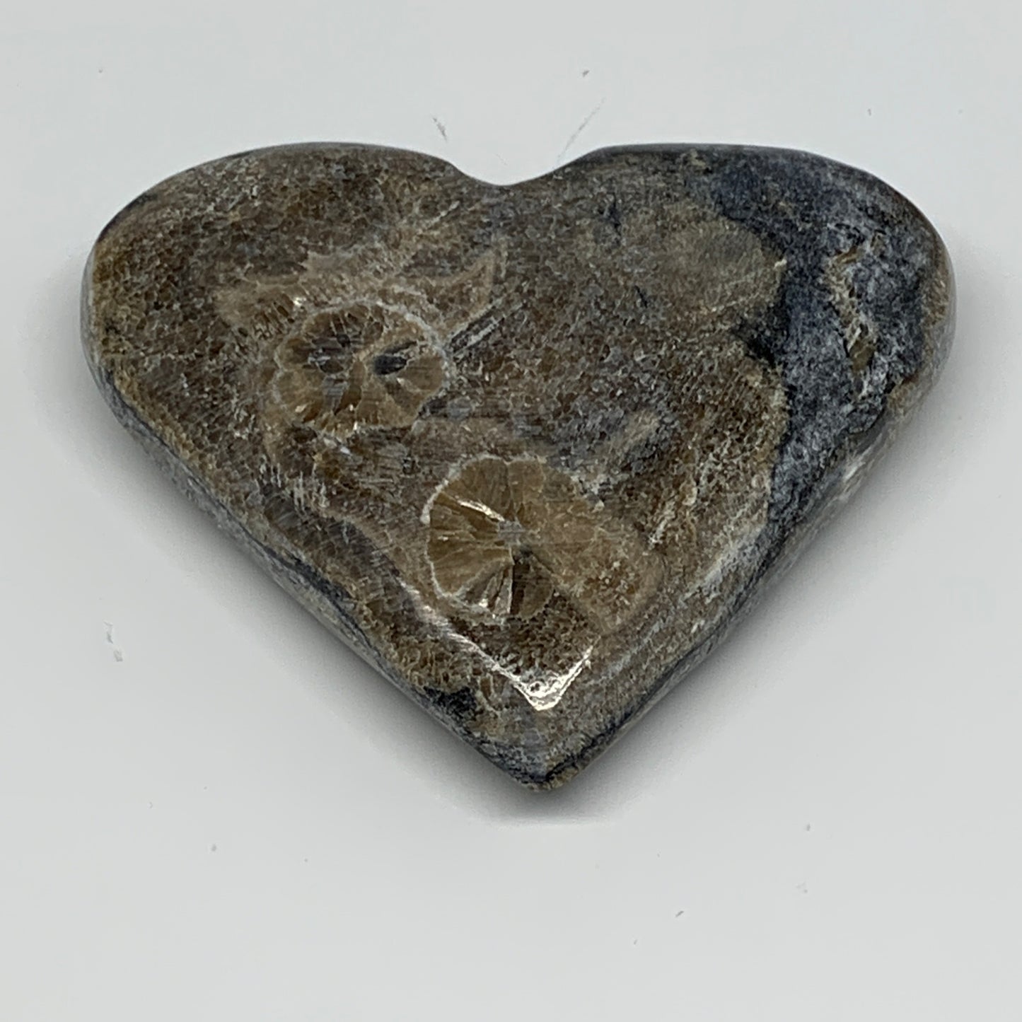 277.6g,3.7"x4.1"x0.9" Natural Chocolate Gray Onyx Heart Polished @Morocco,B18814