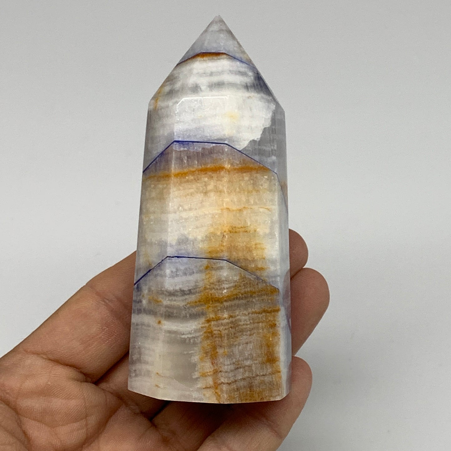238.7g, 2.8"x1.6"x1.5" Dyed/Heated Calcite Point Tower Obelisk Crystal, B24969