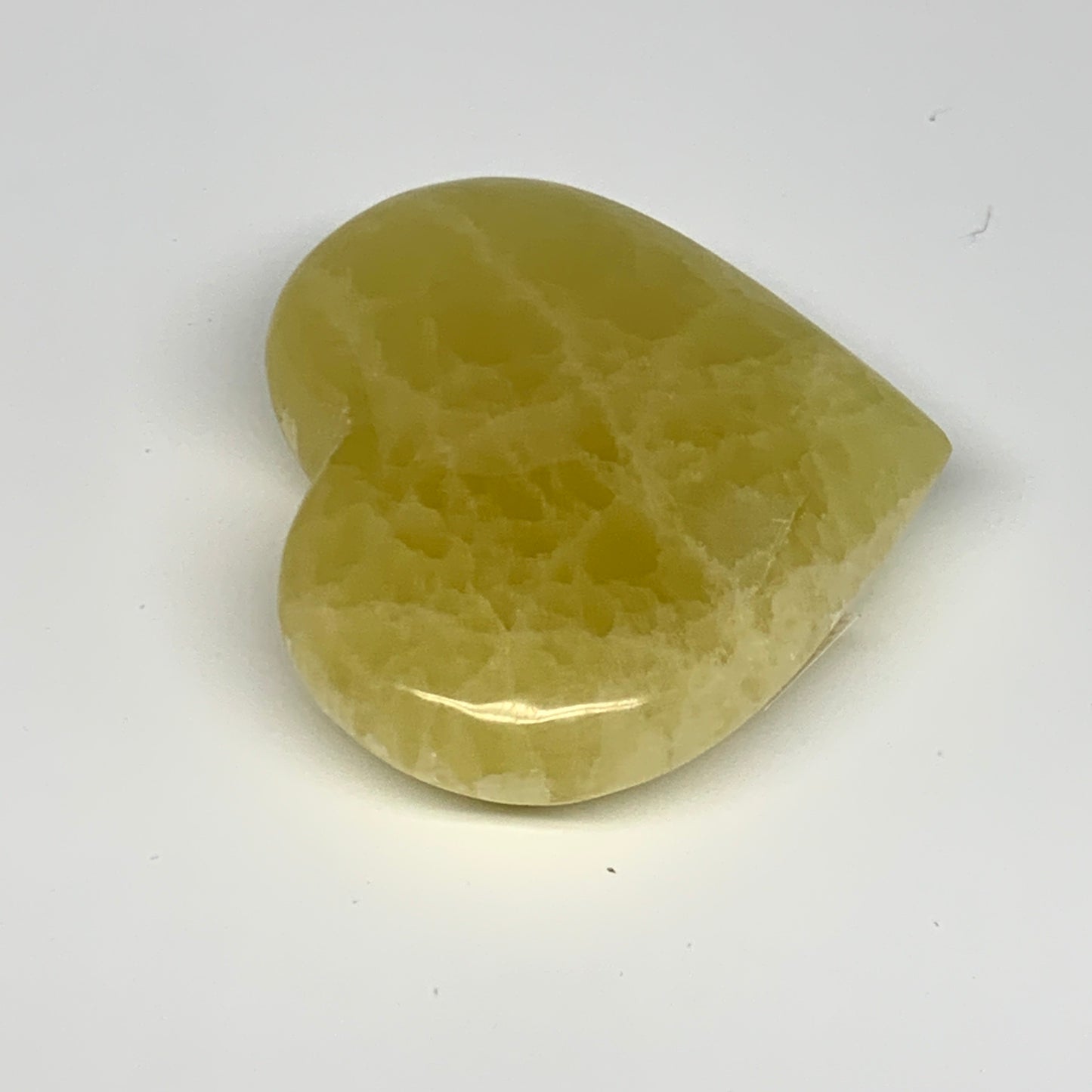 155.8g, 2.4"x2.8"x0.9" Lemon Calcite Heart Crystal Gemstones @Afghanistan, B2685