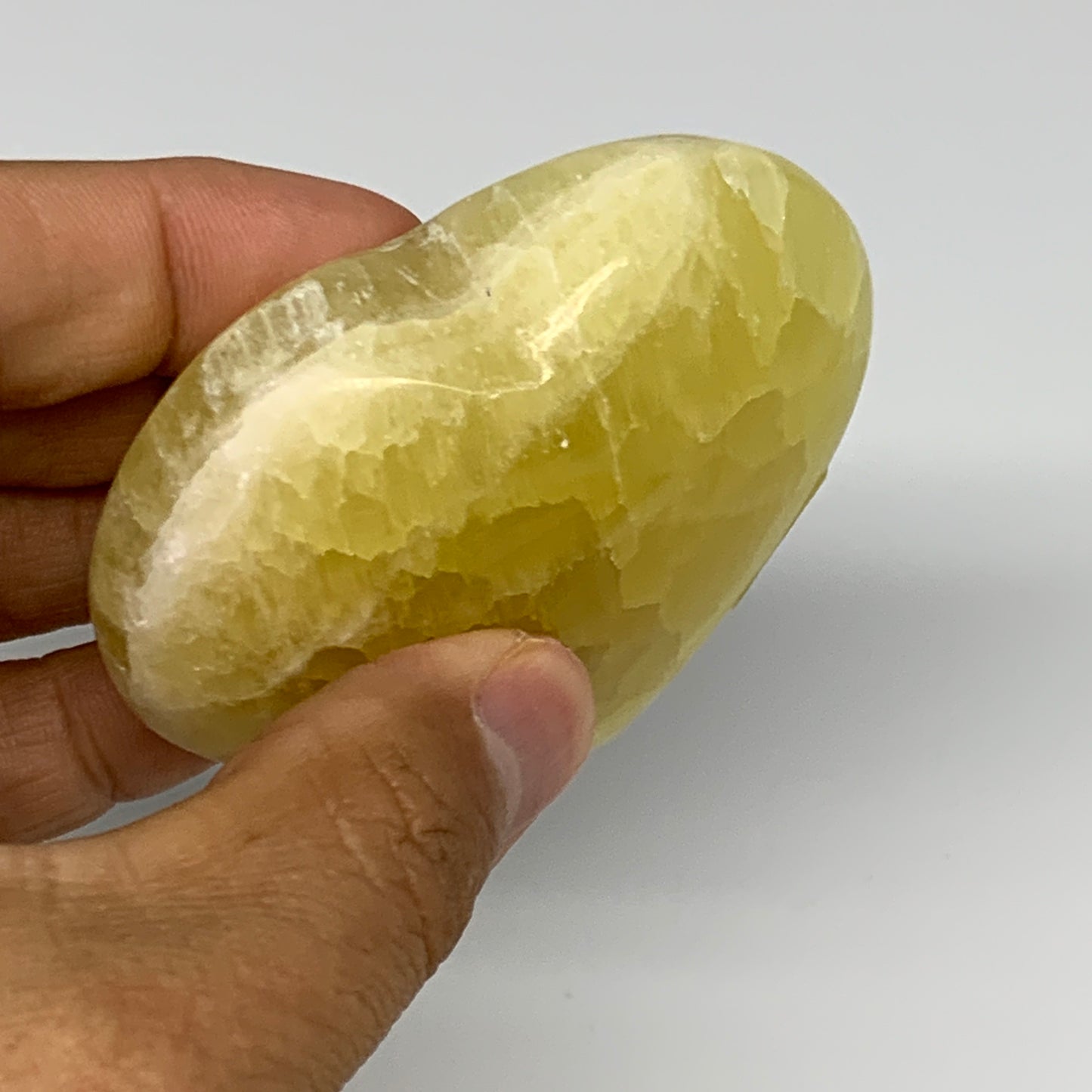 144.9g, 2.4"x2.6"x1" Lemon Calcite Heart Crystal Gemstones @Afghanistan, B26853