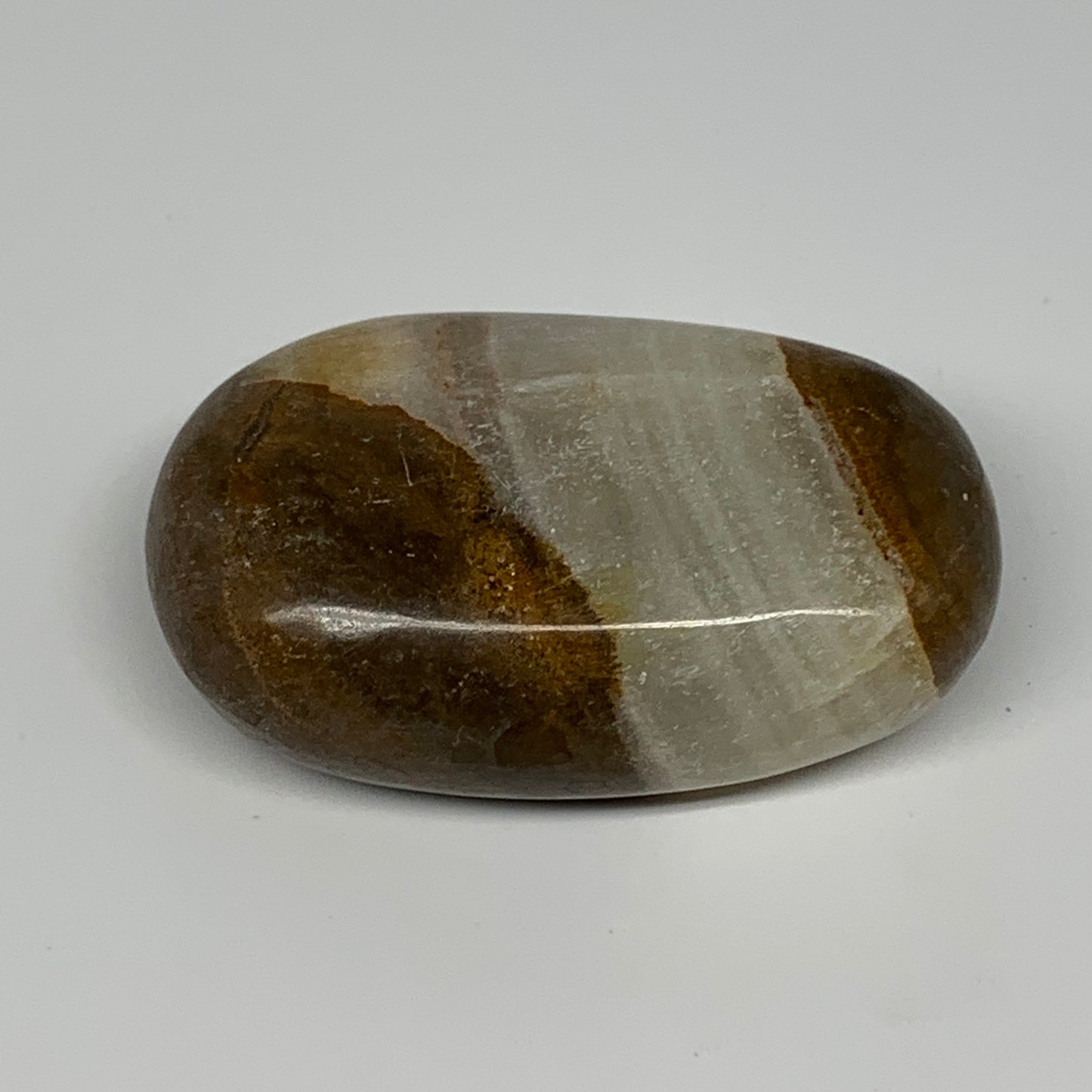 106.8g, 2.6"x1.6"x0.9", Honey Calcite Palm-Stone Reiki @Afghanistan, B14901