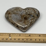 239.7g,3.4"x3.8"x1" Natural Chocolate Gray Onyx Heart Polished @Morocco,B18815