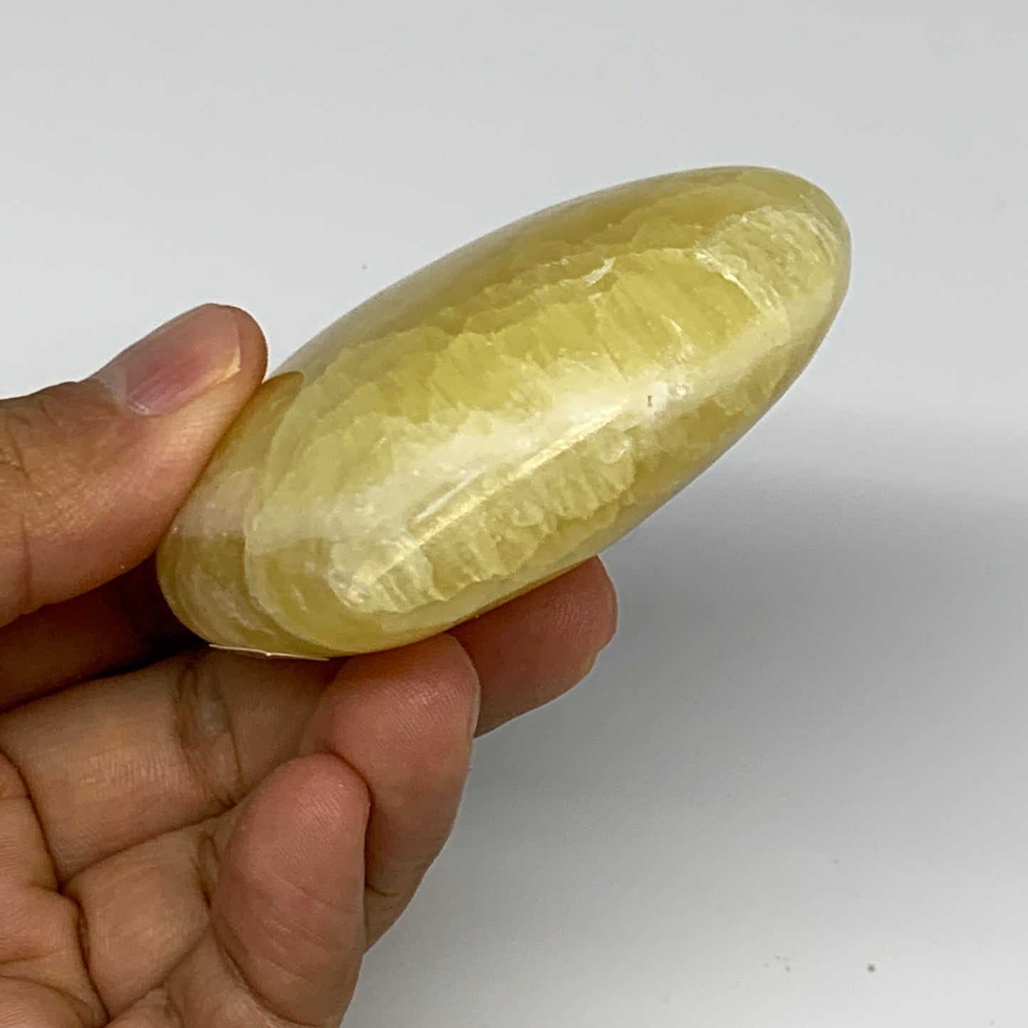 144.9g, 2.4"x2.6"x1" Lemon Calcite Heart Crystal Gemstones @Afghanistan, B26853