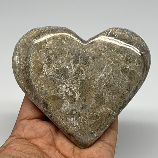 243.3g,3.5"x3.9"x0.9" Natural Chocolate Gray Onyx Heart Polished @Morocco,B18816