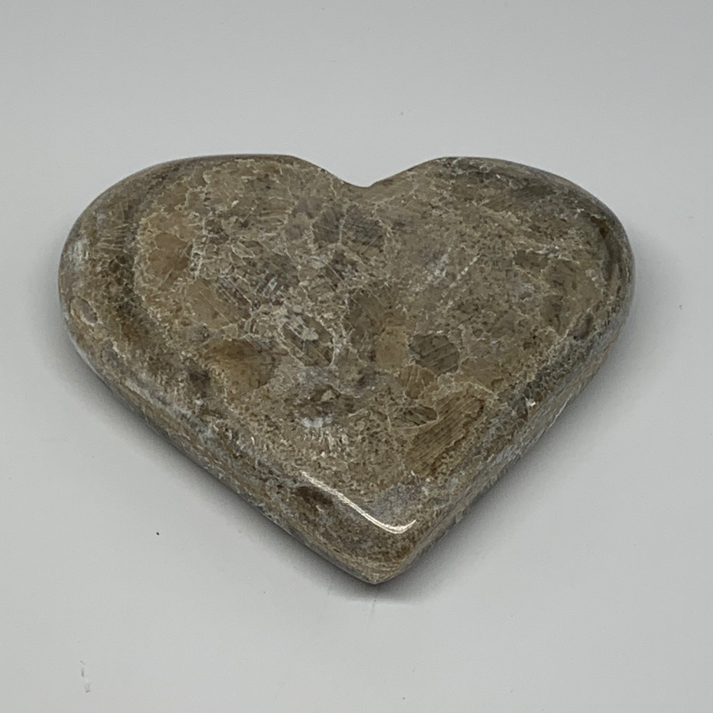 243.3g,3.5"x3.9"x0.9" Natural Chocolate Gray Onyx Heart Polished @Morocco,B18816