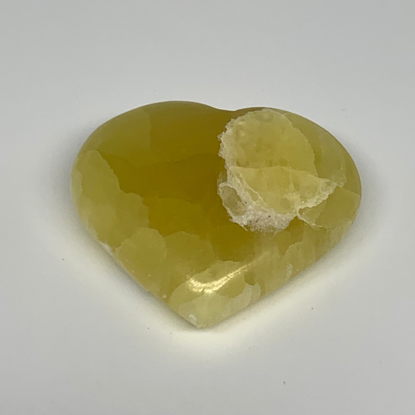 135.2g, 2.4"x2.7"x0.9" Lemon Calcite Heart Crystal Gemstones @Afghanistan, B2685