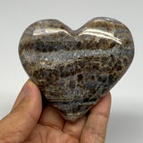 186g,2.9"x3.2"x1" Natural Chocolate Gray Onyx Heart Polished @Morocco,B18817