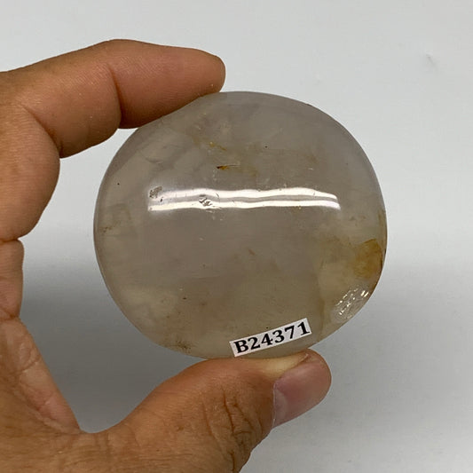 78.9g ,2.1"x2"x0.9", Blue Rose Quartz Palm-stone Tumbled @Madagascar,B24371