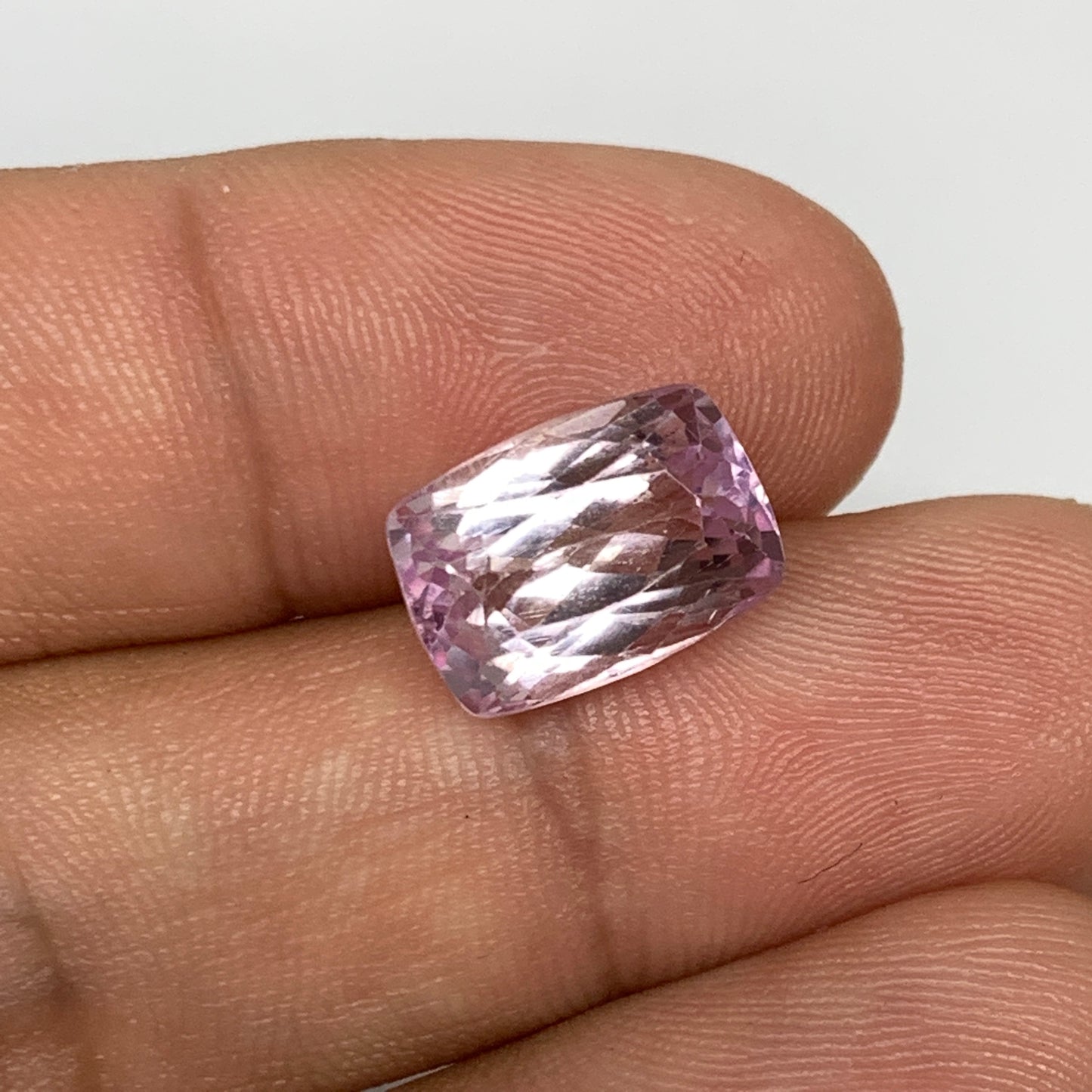 6.77cts, 12mmx8mmx7mm,Heated Kunzite Crystal Facetted Stone @Afghanistan,CTS220