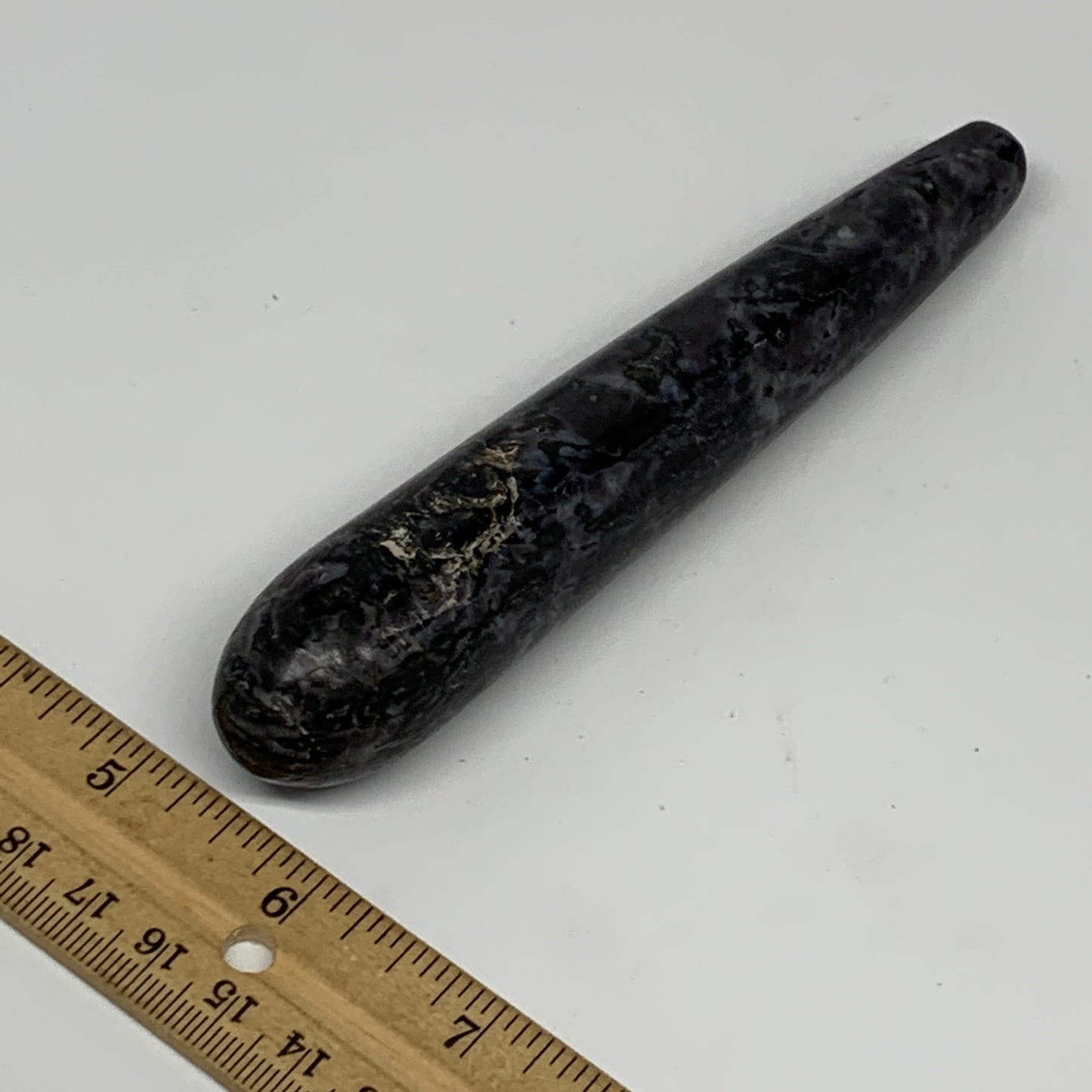 135g,5.5"x1" Indigo Gabro Merlinite Stick, Wand,Home Decor,Collectible,B18054