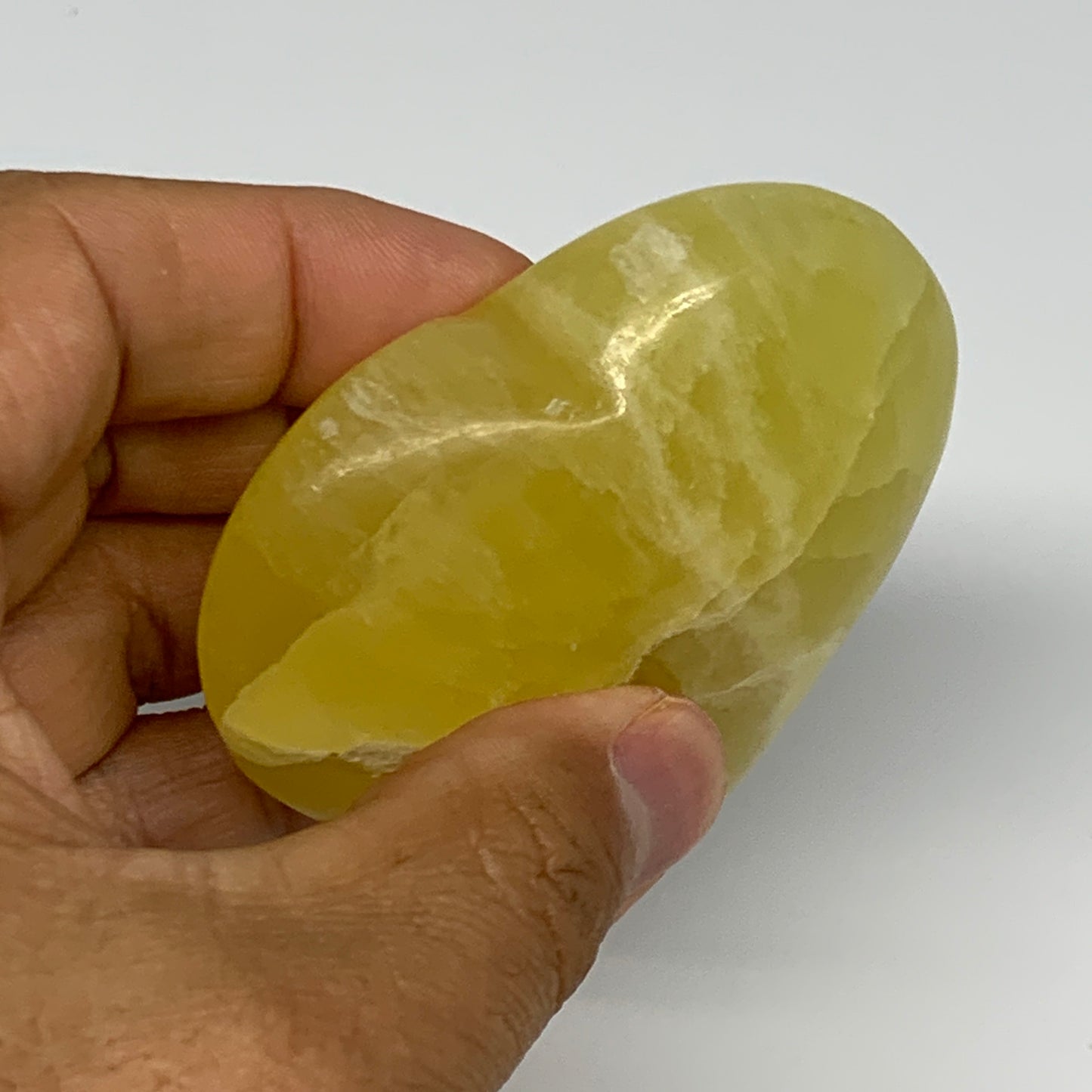 149.2g, 2.4"x2.6"x1" Lemon Calcite Heart Crystal Gemstones @Afghanistan, B26856