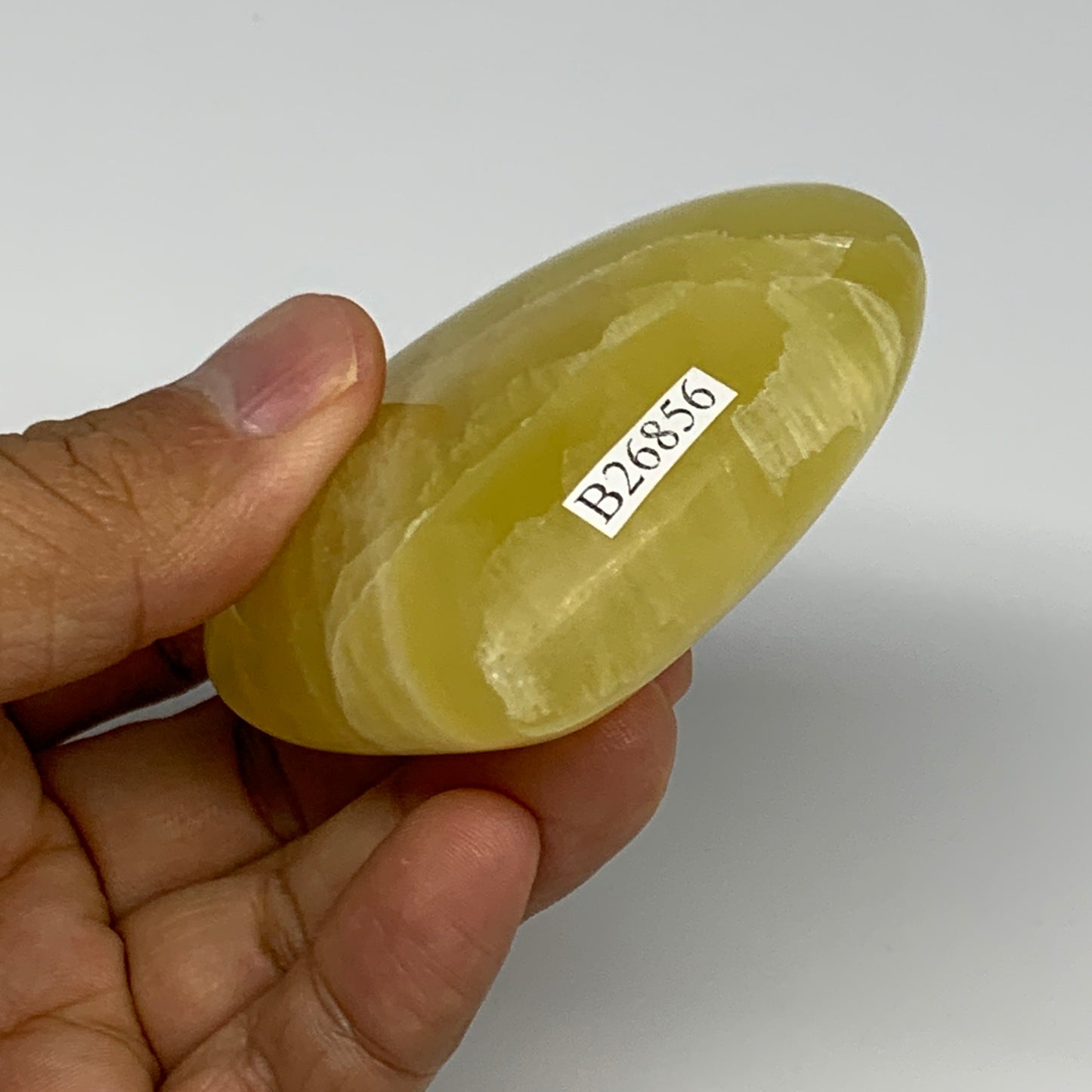 149.2g, 2.4"x2.6"x1" Lemon Calcite Heart Crystal Gemstones @Afghanistan, B26856