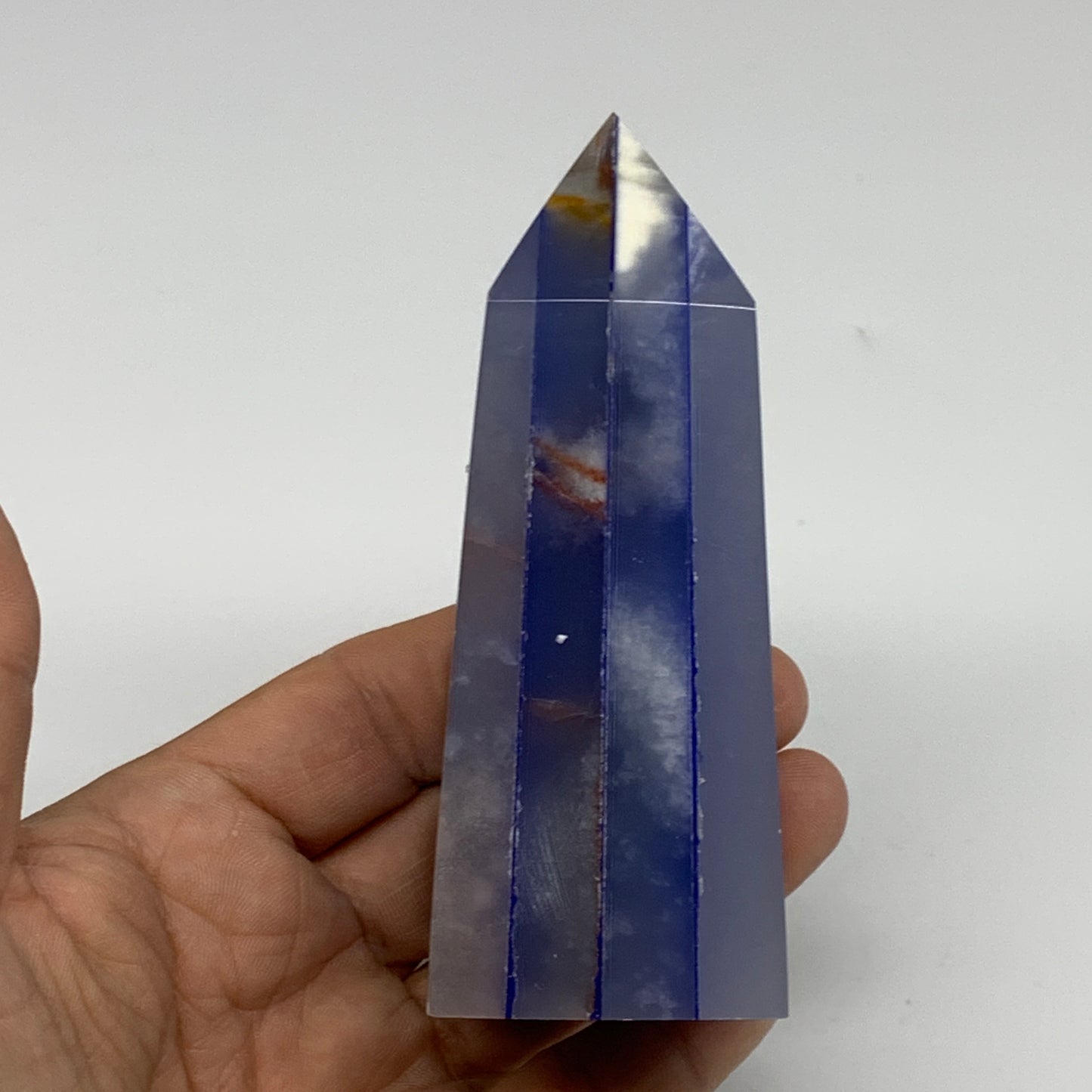 310.8g, 4"x1.6"x1.6" Dyed/Heated Calcite Point Tower Obelisk Crystal, B24974