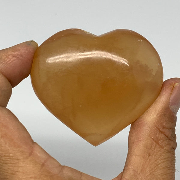 79.3g, 1.9"x2.2"x0.8" Honey Calcite Heart Gemstones, Collectible @Pakistan,B2520