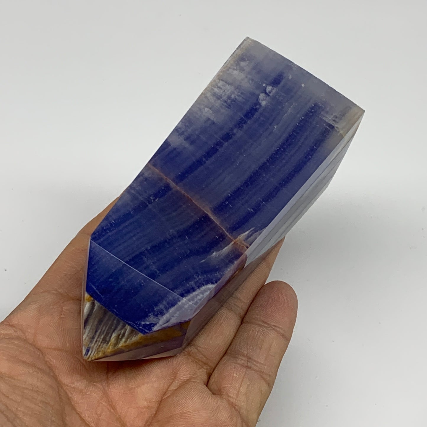 310.8g, 4"x1.6"x1.6" Dyed/Heated Calcite Point Tower Obelisk Crystal, B24974