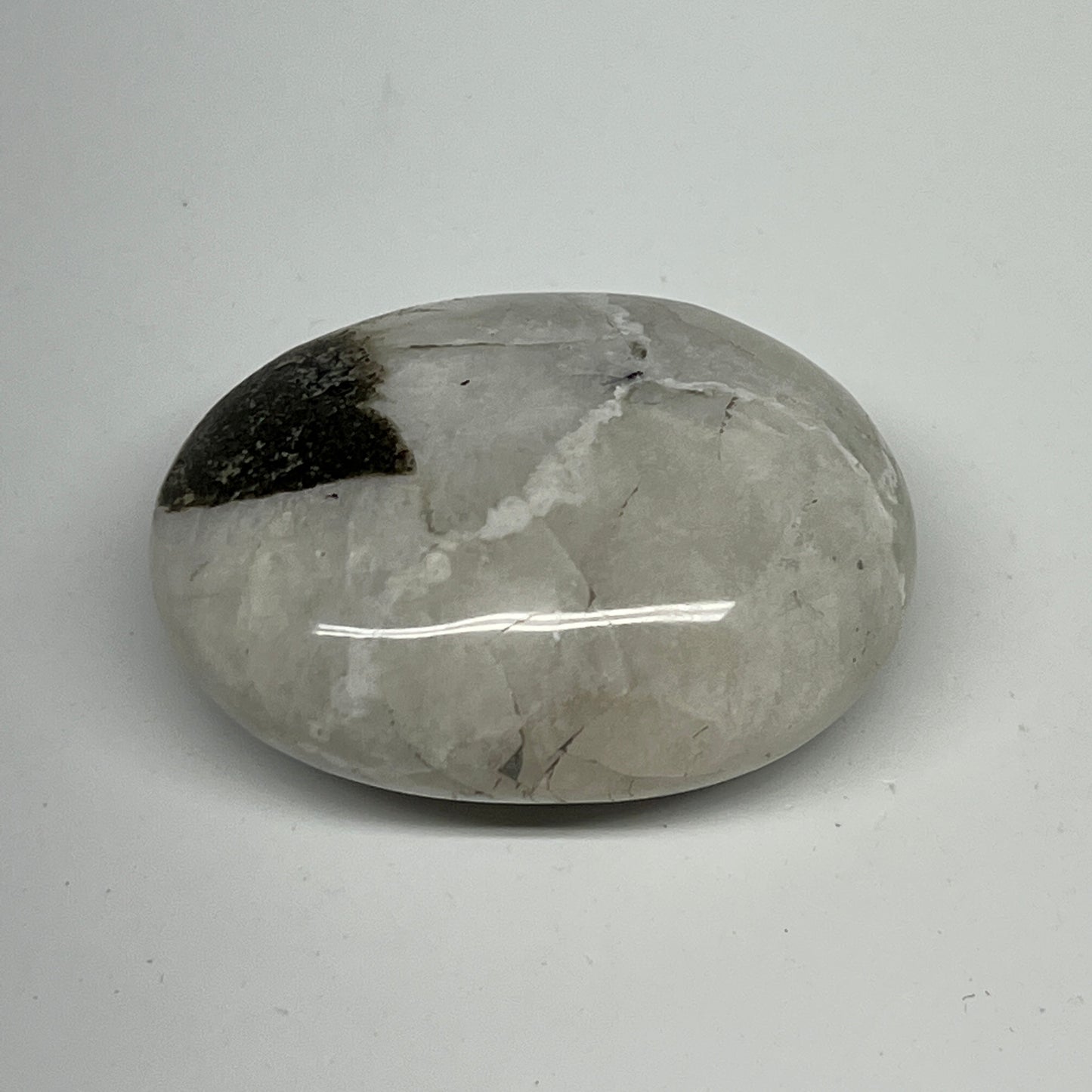 90.6g,2.2"x1.7"x1", Rainbow Moonstone Palm-Stone Polished from India, B21254