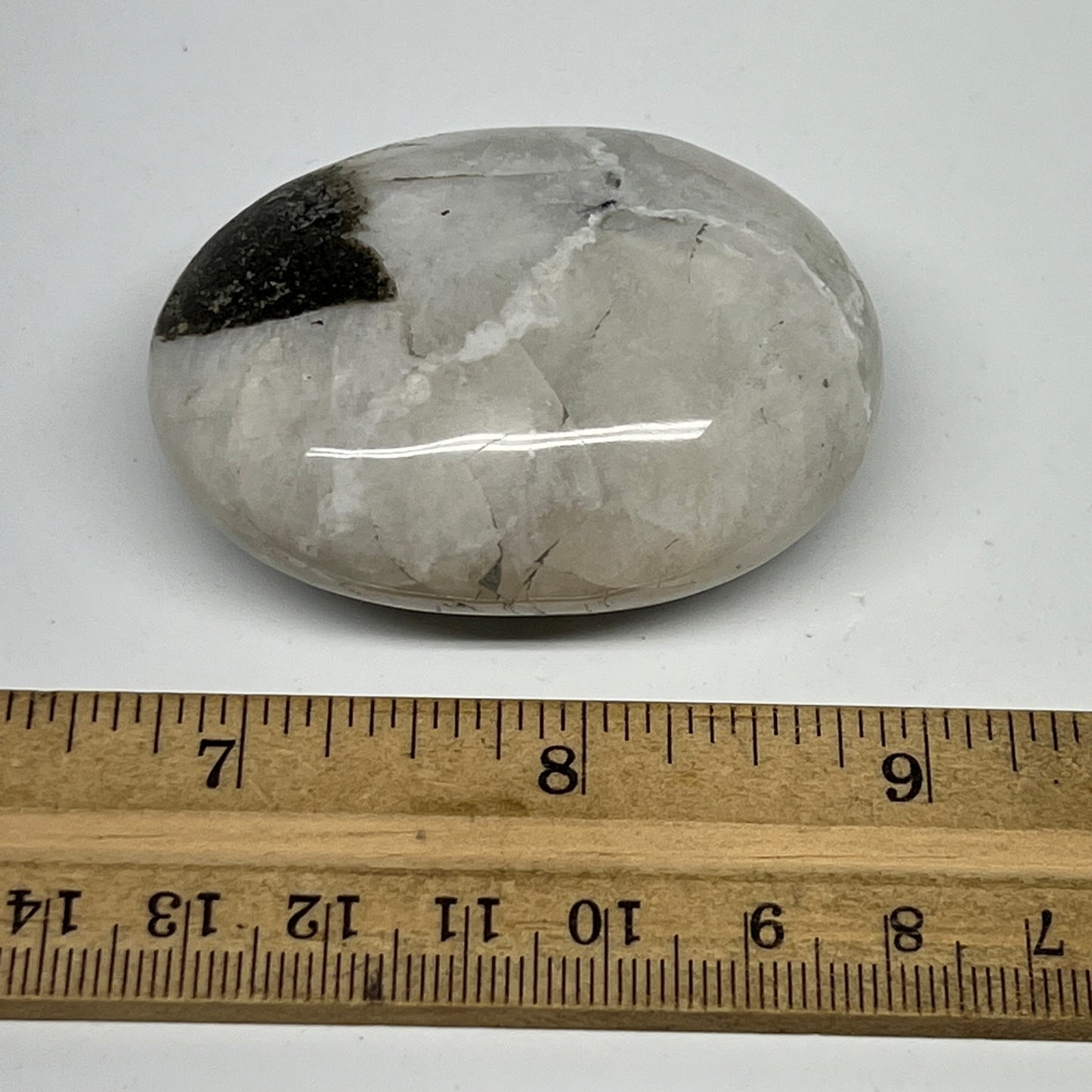 90.6g,2.2"x1.7"x1", Rainbow Moonstone Palm-Stone Polished from India, B21254