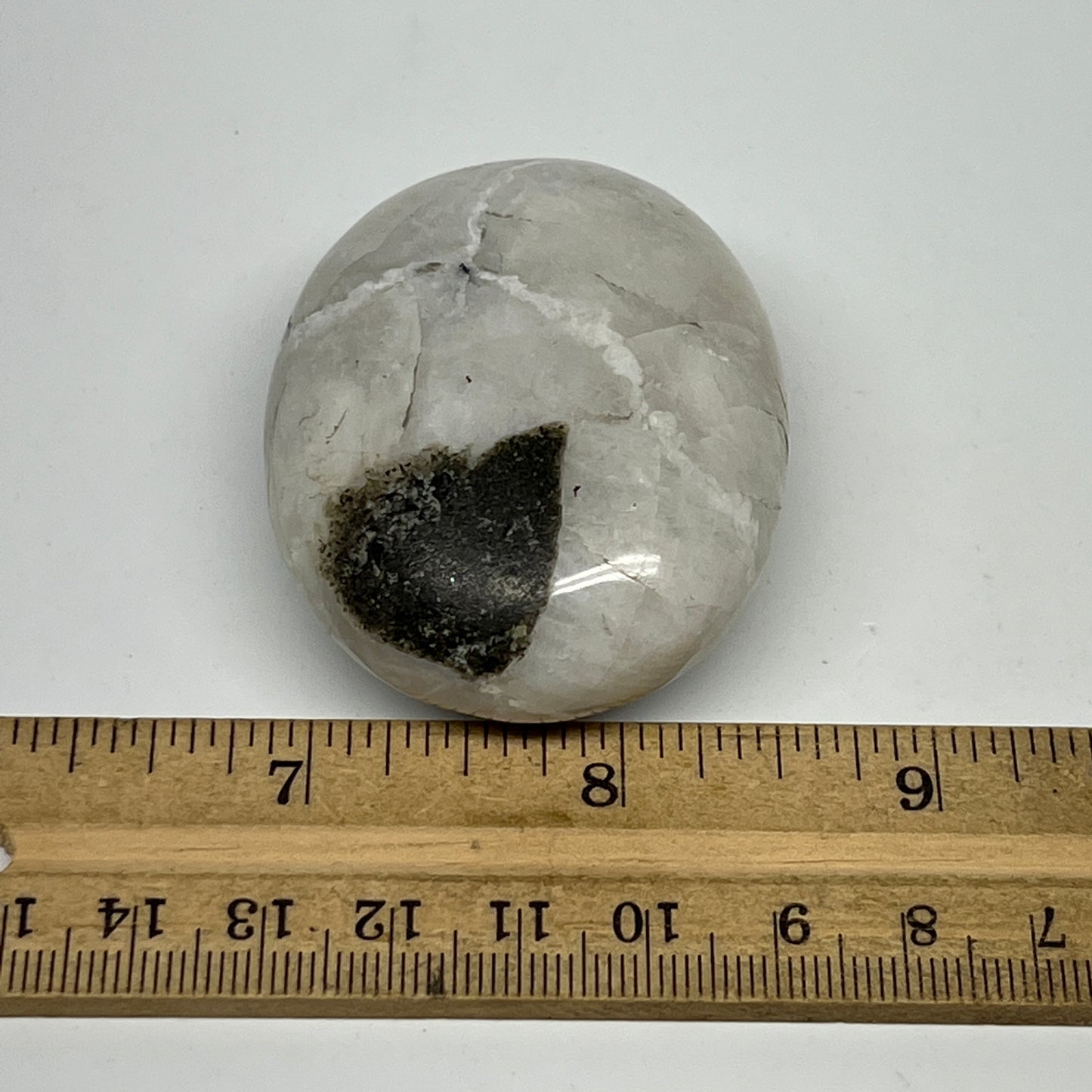 90.6g,2.2"x1.7"x1", Rainbow Moonstone Palm-Stone Polished from India, B21254