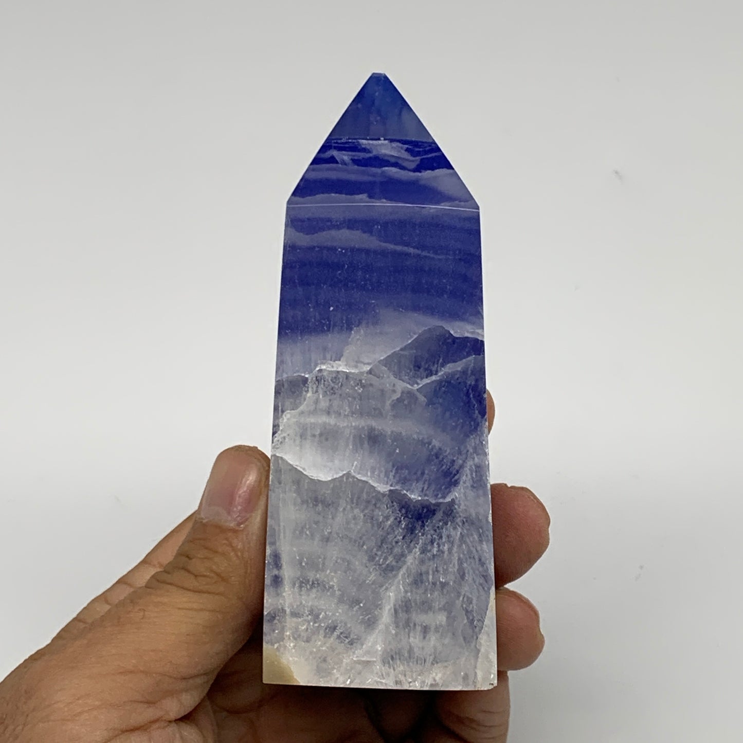 294.1g, 4.1"x1.6"x1.5" Dyed/Heated Calcite Point Tower Obelisk Crystal, B24975