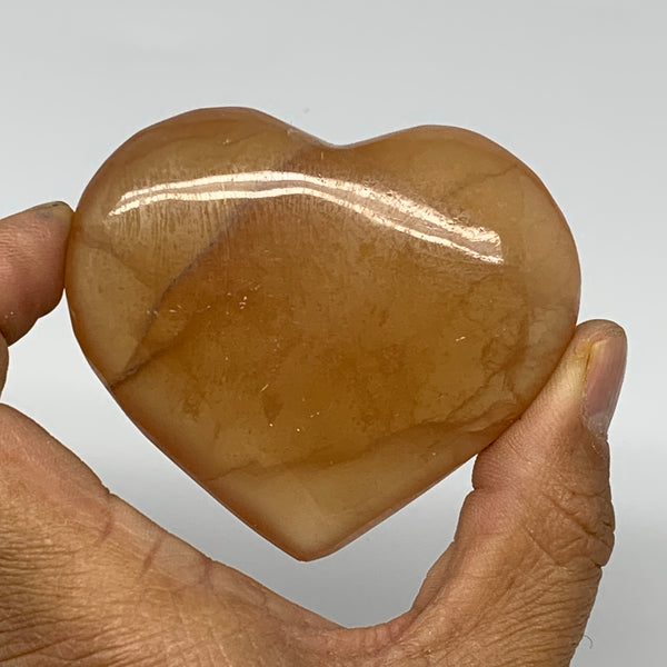 117.7g, 2.3"x2.7"x0.8" Honey Calcite Heart Gemstones, Collectible @Pakistan,B252