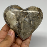 183.8g,2.9"x3.3"x1" Natural Chocolate Gray Onyx Heart Polished @Morocco,B18821