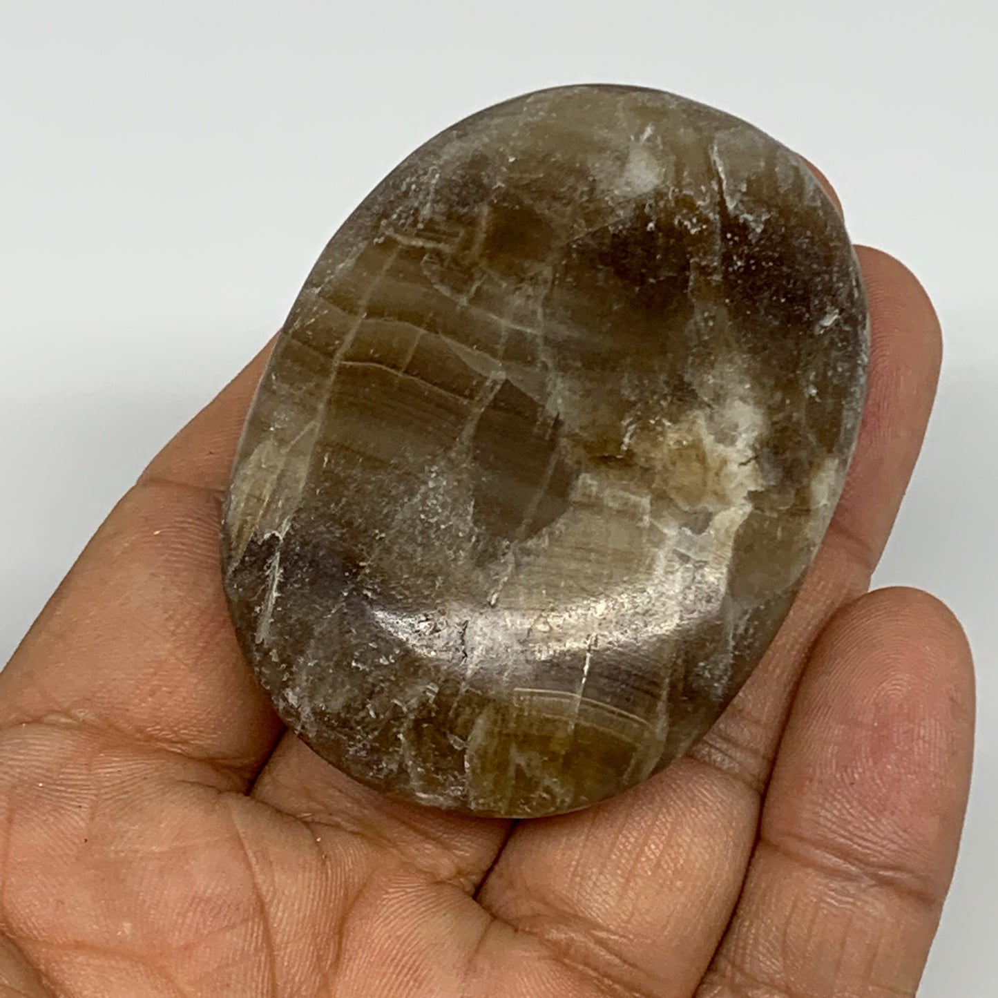 74.6g, 2.4"x1.7"x0.7", Natural Honey Calcite Palm-Stone Reiki @Afghanistan, B149