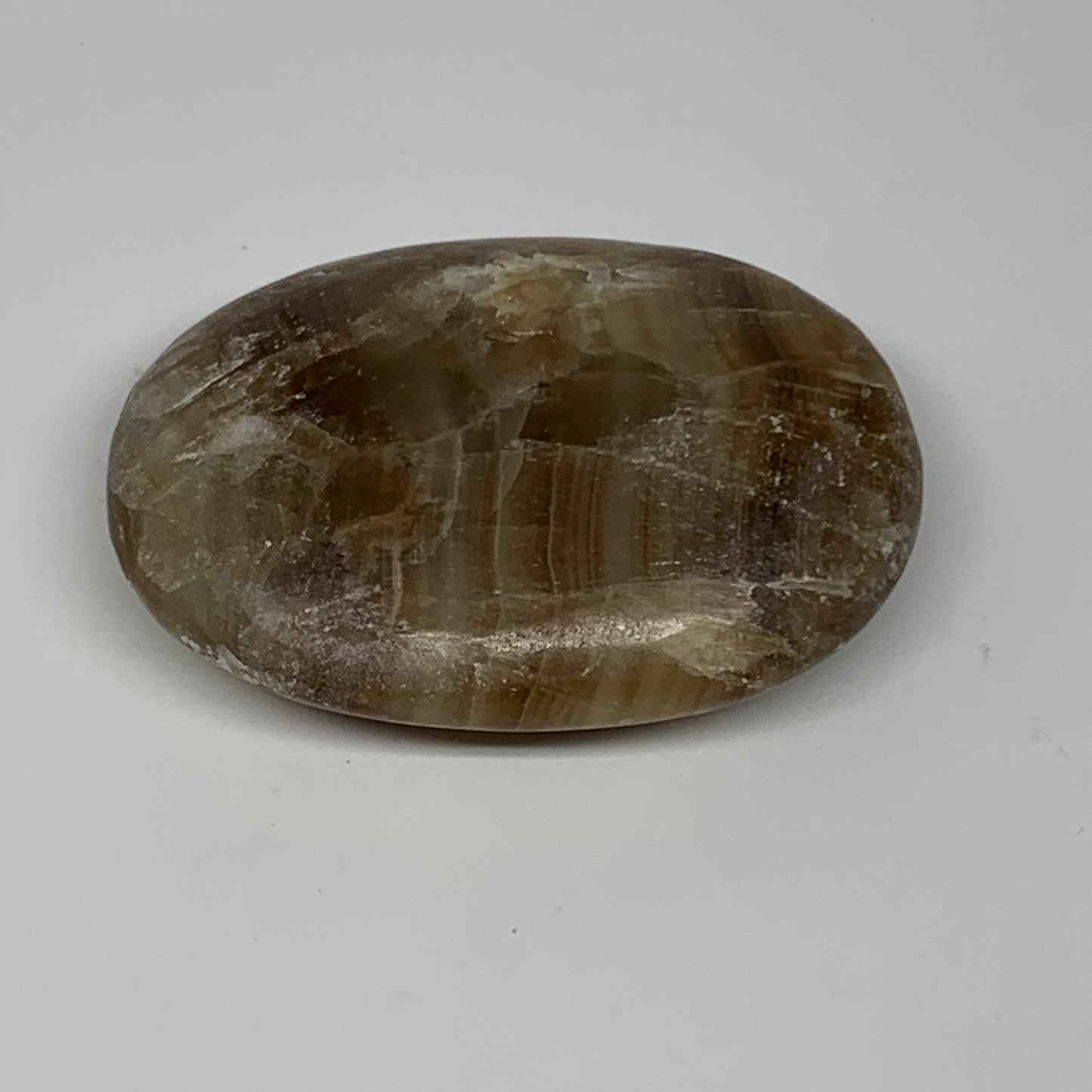 74.6g, 2.4"x1.7"x0.7", Natural Honey Calcite Palm-Stone Reiki @Afghanistan, B149