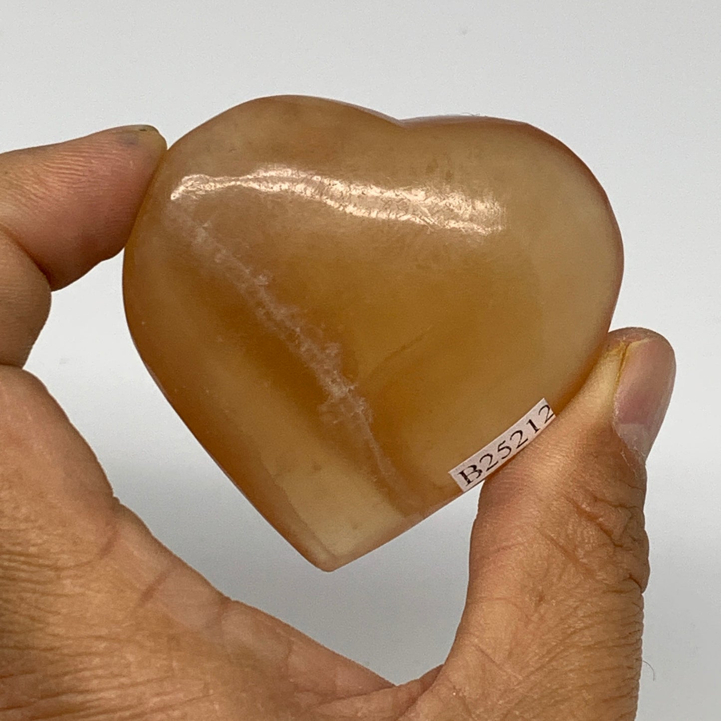 73.4g, 2.1"x2.2"x0.7" Honey Calcite Heart Gemstones, Collectible @Pakistan,B2521