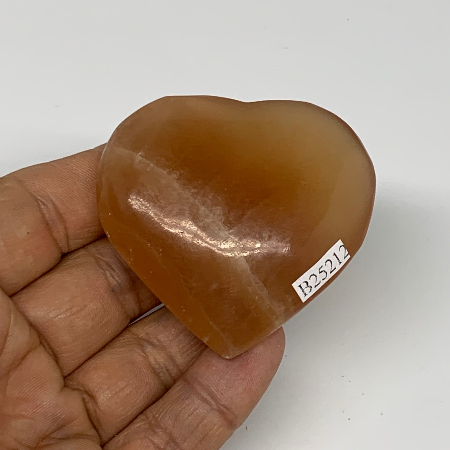 73.4g, 2.1"x2.2"x0.7" Honey Calcite Heart Gemstones, Collectible @Pakistan,B2521
