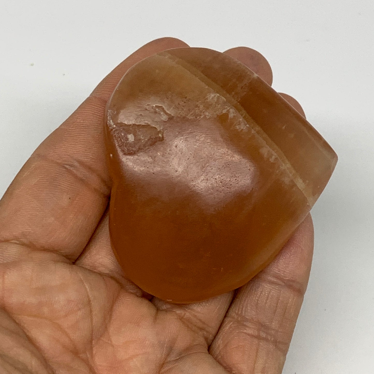73.4g, 2.1"x2.2"x0.7" Honey Calcite Heart Gemstones, Collectible @Pakistan,B2521
