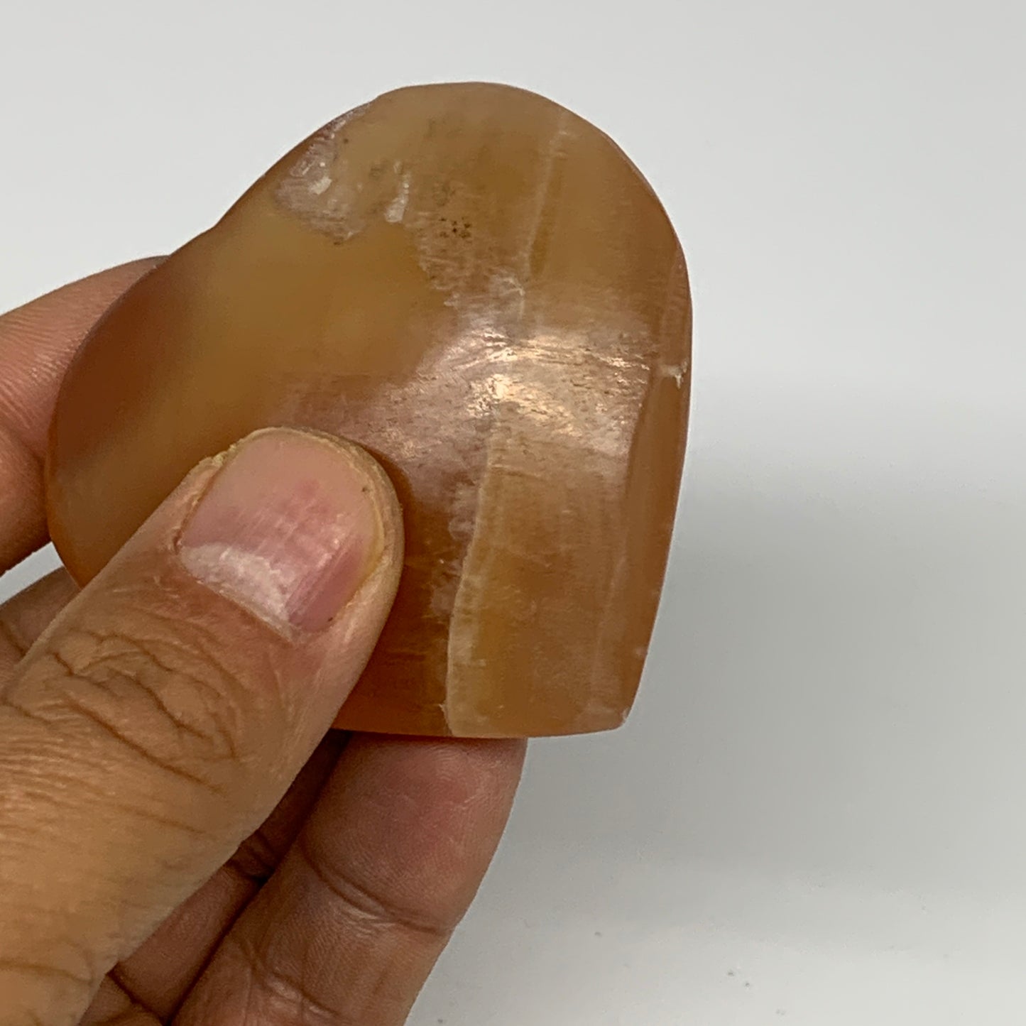 73.4g, 2.1"x2.2"x0.7" Honey Calcite Heart Gemstones, Collectible @Pakistan,B2521