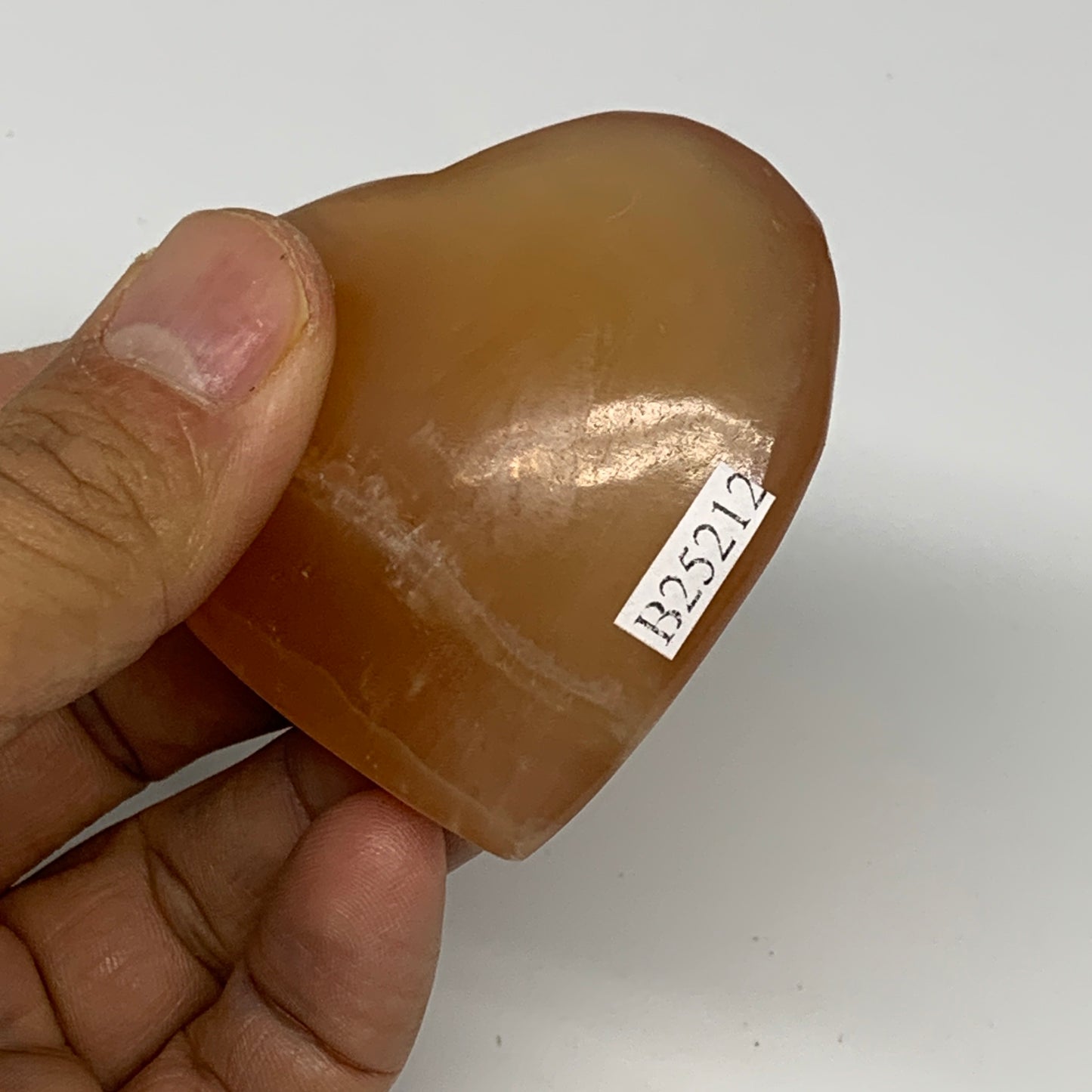 73.4g, 2.1"x2.2"x0.7" Honey Calcite Heart Gemstones, Collectible @Pakistan,B2521