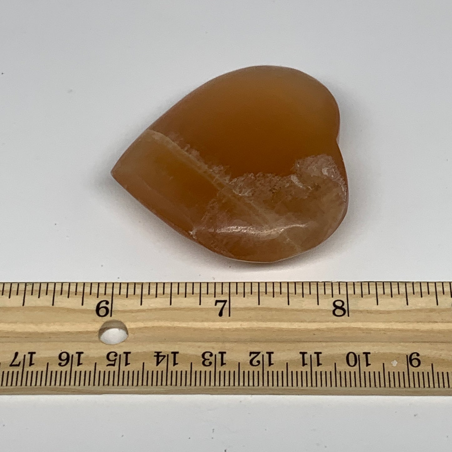 73.4g, 2.1"x2.2"x0.7" Honey Calcite Heart Gemstones, Collectible @Pakistan,B2521