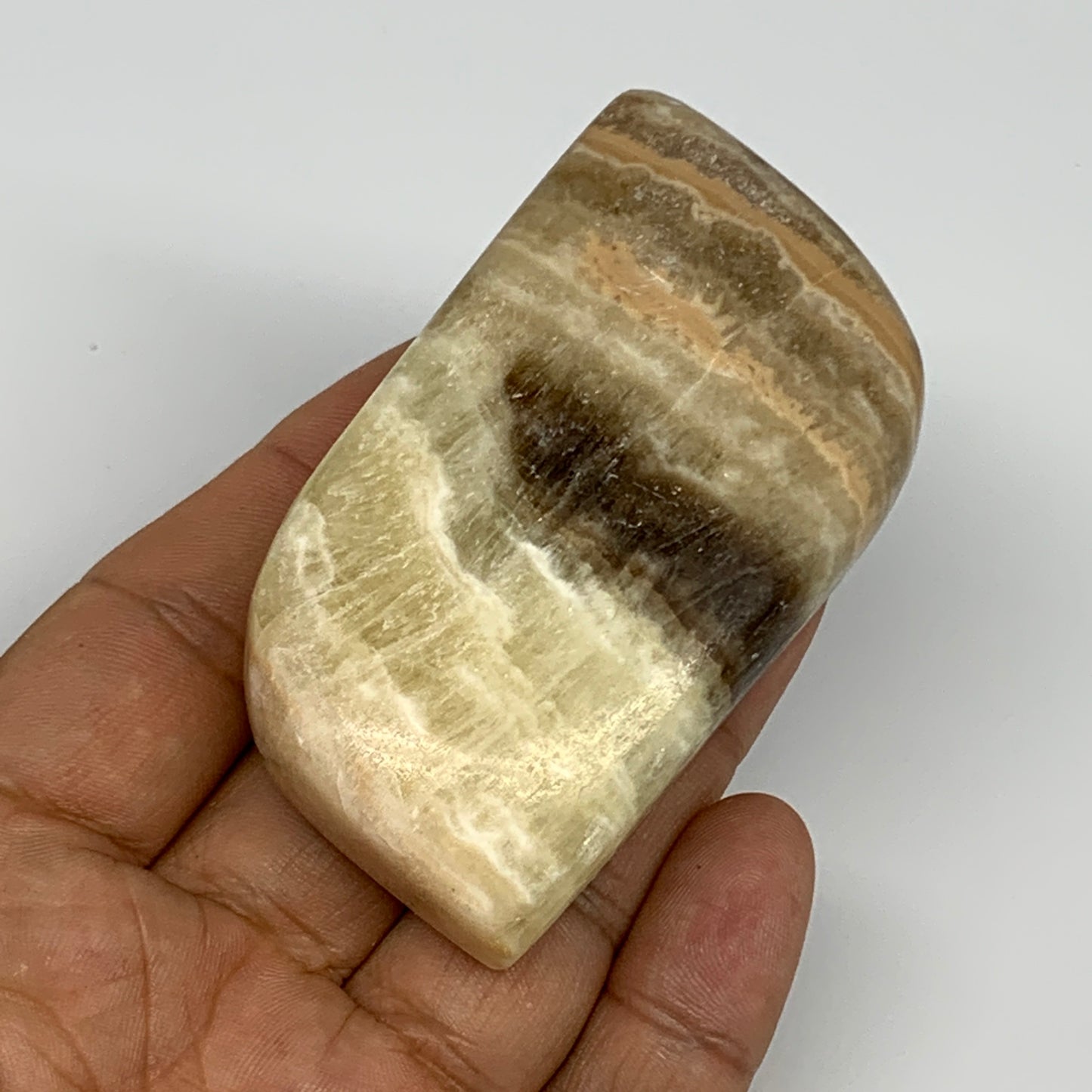 143.3g, 2.6"x1.6"x1", Natural Calcite Palm-Stone Reiki @Afghanistan, B14910