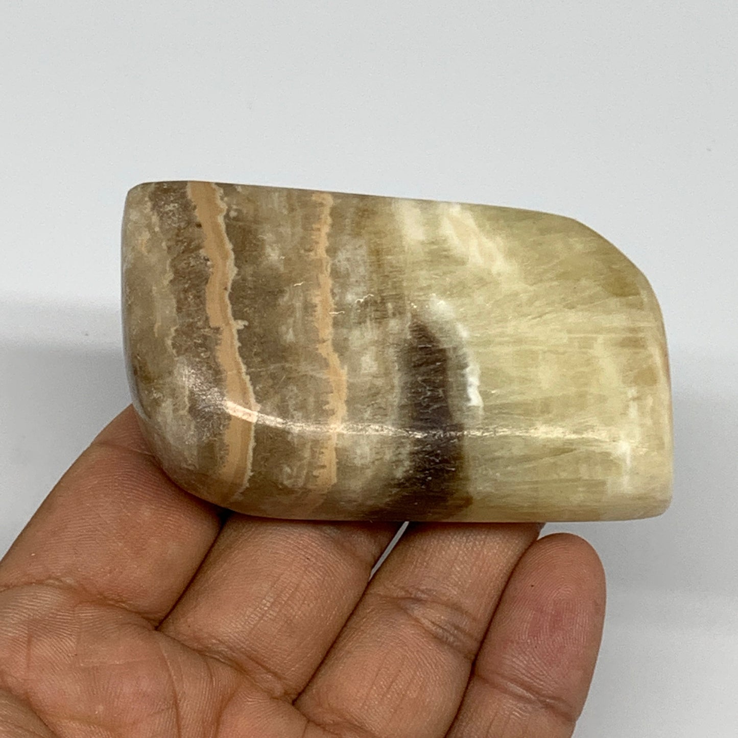 143.3g, 2.6"x1.6"x1", Natural Calcite Palm-Stone Reiki @Afghanistan, B14910